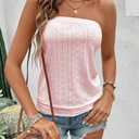 ZAFUL Women Satin Strapless Tube Tops Side Split Sleeveless Backless Bandeau Top Going Out Bustier Tops Silk Tank Top (Pink, XL)