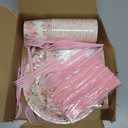 Avezano 144 pcs Fall Baby Shower Decorations for Girl Plates and Napkins Disposable Tableware Set Pink Pumpkin Baby Shower Decorations, Serves 24