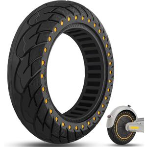 10 inch Solid Rubber Tire, 10X2.5 60/70-6.5 Tubeless Tyre for Ninebot Max G30 G30P G30LP Electric Scooter Front/Rear Tire, Puncture-Proof Design Explosion-Proof Wheel Replacement Yellow 1pc
