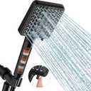 MakeFit Filtered Shower Head Black - 6 Modes High Pressure Handheld Shower Head with Filter Mineral Beads, Detachable Handheld Showerhead Set with Stainless Steel Hose and Shower Arm Bracket