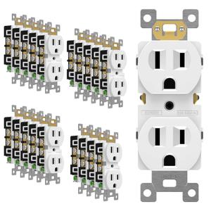 ENERLITES Duplex Receptacle Outlet, Residential Grade Electrical Wall Outlet, 15A 125V, Self-Grounding, 2-Pole, 3-Wire, UL Listed, 61581-W-20PCS, White (20 Pack)