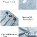 Oversized T Shirts for Women Dressy Long Sleeve Shirts Winter Solid Color Blouses Cute Elegant V Neck Tops 2XL Blue