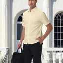 Men's Short Sleeve Dress Shirts Wrinkle Free Stretch Formal Wedding Prom Regular Fit Button Down Shirt (XL)