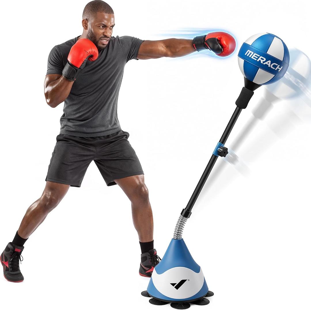 MERACH Punching Bag with Stand, 8 Suction Cups 53-62 Height Adjustable, Adult