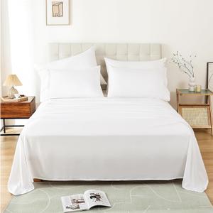 Whitney Home Textile Twin Sheet Set - Luxury Soft Bed Sheets for Twin Size Bed Set, Deep Pocket, Breathable Cooling Hotel Bedding for Women Men, Easy-Fit, Oeko-Tex, 3 Piece - White