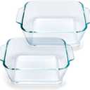 Small Casserole Dishes 2 Pack, 5 Inch Glass Square Baking Dish Individual Portion Baking Pan for Oven Microwave Air Fryer Square Egg, Clear Prep Bowls with Handle