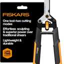 Fiskars DualAction Hedge Shears, 2-in-1 Fast Trimming & PowerCut Hedge Trimmer, Precision-Ground Steel Blades for Clean Cuts, Shock-Absorbing Bumpers & SoftGrip Handles for Comfort