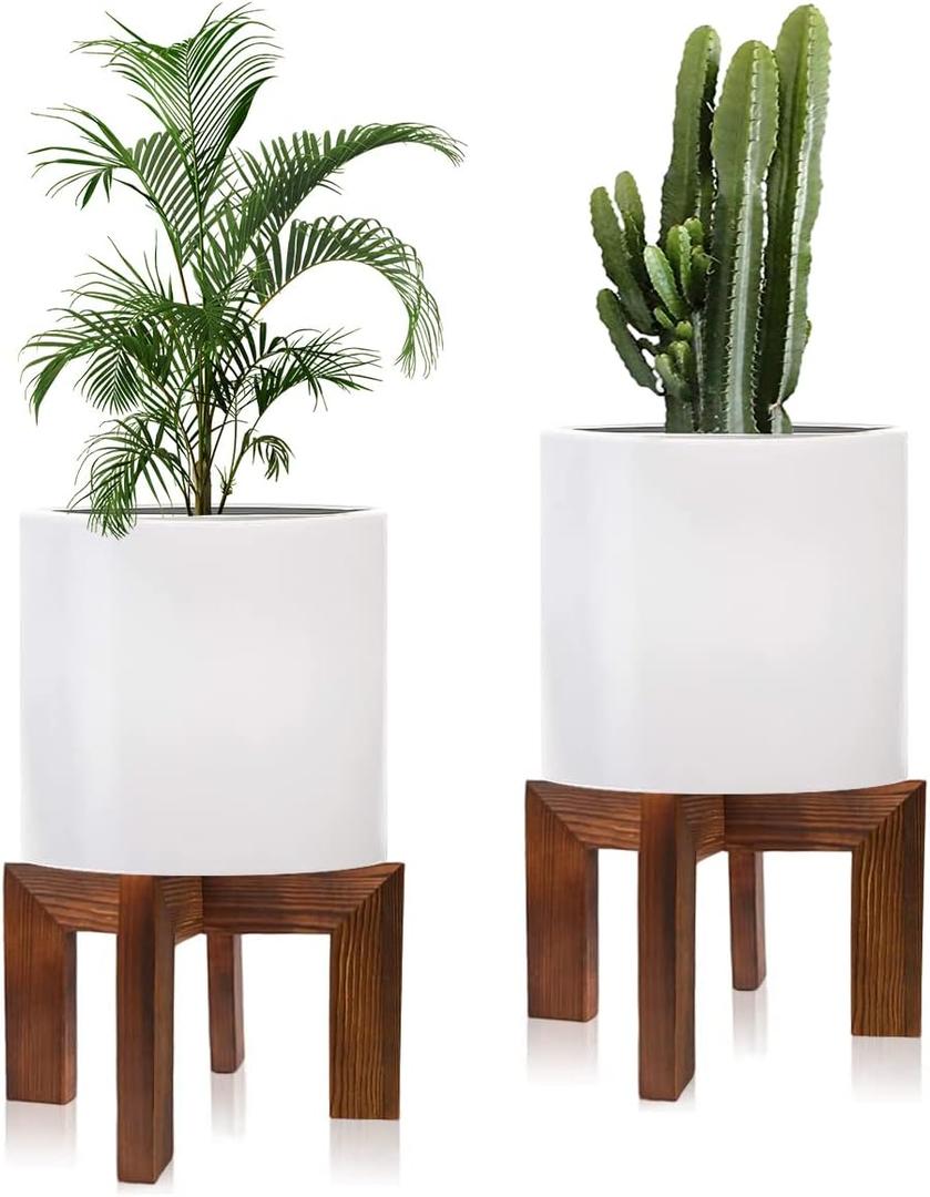 2 Pack Wood Plant Stand Indoor Holders for Plants, Sturdy Flower Pot Stands Plants Shelf, Wooden Stool for Patio Plant Stand, Fit 5-18 Inch Variety Flower Pots, Easily Assemble