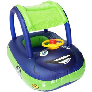 Baby Pool Float with Canopy Summer Steering Wheel Sunshade Swim Ring Car Inflatable Toys Infants Float Seat Boat for Kids Toddlers
