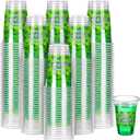 Yinder 200 Pcs 16 oz St Patrick's Day Shamrock Cups Bulk Disposable Clear Green Plastic Drinking Cups for Beverage Ice Cream Beer Snack Irish St Patty's Day Party Decoration Leaf Clover Supply