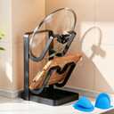 Pot & Pan Lid Holder, Universal All-Size Stand - Heat-Resistant Spoon Rest, No Assembly, Easy to Clean, Removable Drip Tray, Silicone Anti-Scald Glove, Countertop/Cabinet Organizer