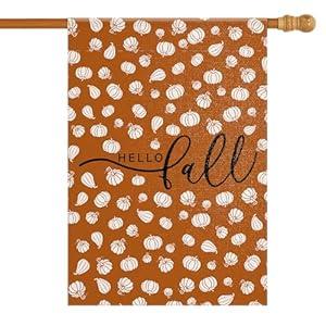 Dreamxiang Fall Garden Yard Flag 28 x 40 Inch Outside Double Sided Burlap Pumpkin Welcome Flag Farmhouse Holiday Patio Lawn House Outdoor Decorations, 3 Pack