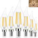 Sailstar E12 LED Candelabra Bulbs Dimmable, 60 Watt Equivalent 3000K Warm White Chandelier Light Bulbs, 4W Filament Candle LED Bulbs, Flame Tip, 500 Lumen, Pack of 6