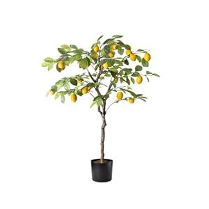 Howngyesimu Artificial Lemon Tree, 4FT Tall Fake Lemon Plant in Pot, Faux Lemon Fruit Tree for Indoor Home Decor Office Living Room, Green, HY00004_Le_4FT