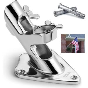 Flag Pole Holder, 316 Stainless Steel Heavy Duty Concrete Flag Pole Mount for House Outside, USA Wall Brick Flag Pole Bracket, 1 Inch (Silver)
