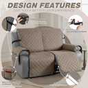 TAOCOCO 100% Waterproof Recliner Covers, Recliner Sofa Covers with Leg Straps, Reversible Recliner Couch Cover for Reclining Chair, Washable Couch Protector for Pets Kids(2 Seater, Taupe)