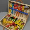 Kids Tool Set with Electric Drill, 46 Pcs Wooden Toddler Play Tools Set with Tool Box, Montessori STEM Educational Construction Building Toy for 3 4 5 6 Year Old Boys Girls Birthday Gifts