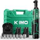 KIMO Cordless Electric Ratchet Wrench Set, 40Ft-lbs, 400RPM, 12V Cordless Ratchet Wrench 3/8" w/Variable Speed Trigger, 7Sockets, 1/4" Adapter, Forward/Reverse Switch, 2Battery Power Ratchet w/Charger
