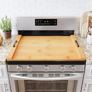SpaceAid Noodle Board Stove Kitchen Cover with Handles, Top Covers for Gas Burners and Electric Stove, Oven Decor Accessories Wood Tray for Countertop, Natural Bamboo
