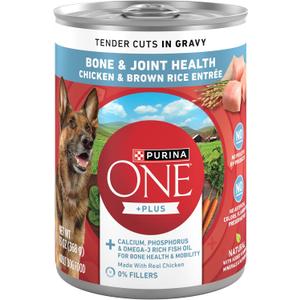 Purina ONE Tender Cuts Bone & Joint Chicken & Brown Rice Wet Dog Food - 13 oz. Can, (Pack of 12), Best By: OCT 2026