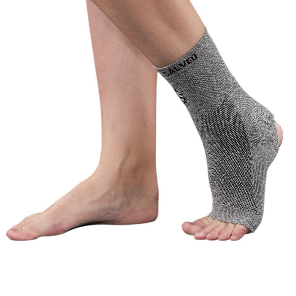 Vital Salveo Germanium & Carbon Open-Toe Ankle Compression Sleeve  Breathable Support for Yoga, Recovery, and Everyday Comfort for Women & Men (opening heel) (1PC)-Medium