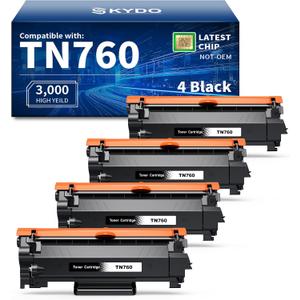 Skydo TN760 Toner Compatible for Brother TN 760 Brother Toner Cartridge TN-760 TN-730 Cartridge Work with HL-L2350DW HL-L2370DW HL-L2395DW MFC-L2710DW MFC-L2750DW DCP-L2550DW Printer 760 4 Black