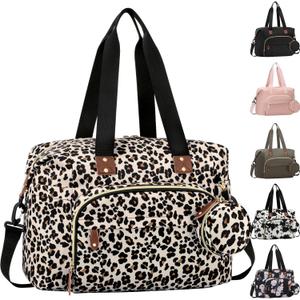 Tenot Diaper Bag Tote with Pacifier Case, Baby Bag for Women with Shoulder Straps, Travel Diaper Tote for for Mom and Dad Leopard Print,Leopard Print, Large