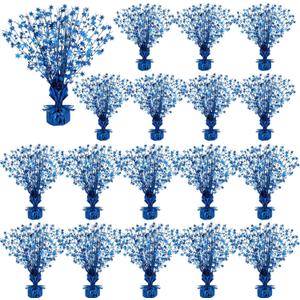 Crowye 18 Pcs Foil Spray Centerpiece Table Decoration Party Star Burst Metallic Graduation Table Centerpieces for Spring Party Birthday Season Wedding Holiday(Blue)