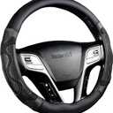 Iwantit Car Steering Wheel Covers with 3D Silicone Honeycomb Anti-Slip Design and Breathable Fabrics, Universal Fit 14.5-15 Inches (Full Black)