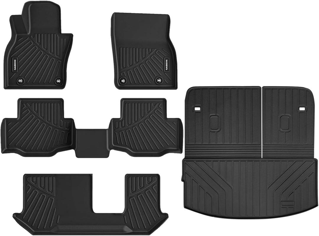 Naibeve Floor Mats for 2024 2025 Mazda CX-90(8 Passengers) for Mazda CX-90 CX90 Floor Mats Trunk Mat Cargo Mat Accessories (Floor Liner+Trunk Liner+Backrest Mats)