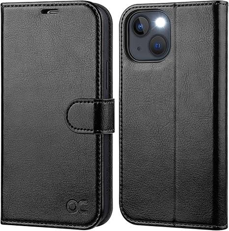 OCASE Compatible with iPhone 13 Wallet Case, PU Leather Flip Folio Case with Card Holders RFID Blocking Kickstand [Shockproof TPU Inner Shell] Phone Cover 6.1 Inch 2021 (Black)