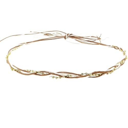 Lusstiazz Cowboy Hat Band for Women Men, Beaded Hat Band for Straw Hat Fedora Hand Made Replaceable Golden Hat Band Diomond