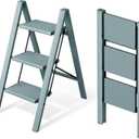 Mayi Plus 3 Step Ladder,Aluminum Folding Step Stool for Adults,Step Ladder with Wide Anti-Slip Pedal,330 lbs Capacity for Home,Office,Kitchen,Library(Blue)