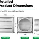 Funmit 6'' Metal Dryer Vent Cover, 7"x7" Outside Dimensions with Metal Mesh Screen, Outdoor Stainless Steel Louvered Vent Cover Includes 4 Screw for Easy Installation