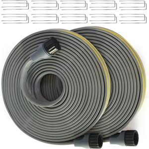 Hopegiver Sprinkler Soaker Hose 50 ft 2-Pack Yard Sprinkler Hose 100 ft for Lawn Water Saving with Stakes, Drip Irrigation Hoses Garden Watering System(Grey,50 ft 2-Pack) (Gray)