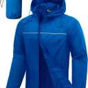 SWISSWELL Mens Rain Jacket & Coats Packable Lightweight Waterproof Windbreaker Hooded for Golf Cycling Hiking, L