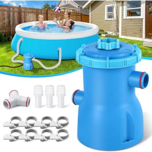 300 GPH Pool Filter Pump for Small Above Ground Pools, ETL Certified Pool Cartridge Filter Pump System with GFCI, Safety & Reliable Water Circulation Pumps - Rapidly Capture Debris - Sky Blue