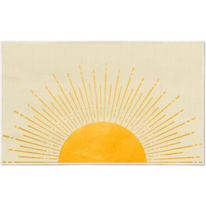 Boho Sunshine Washable Entry Rug, Mid Century Modern Abstract Sun Small Throw Rugs for Entryway Bedroom Bathroom Kitchen, Non-Slip Indoor Door Mat for Bedside Inside Front Door, 17x30 Inches