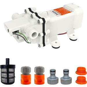 IMOR 12V 100W Diaphragm Water Pump, 3GPM 65PSI Self-Priming Booster Pump with Hose Connector & Strainer, 1/2" Compact Pump for Agriculture, Garden, RV, Marine, Car Wash, Industry