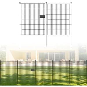 No Dig Fence Tall Garden Fence, 5 Panels Dog Fence Animal Barrier, Arched Flower Bed Edging Ornamental Wire Border for Yard Patio (5 Panels - 18 in(H) X 10 ft(L) - with Gate)