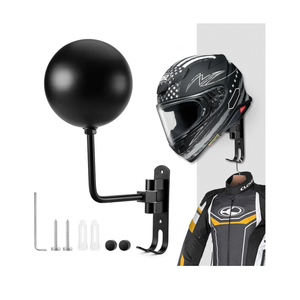 PAHTTO Motorcycle Helmet Holder, Helmet Rack Wall Mount 180 Degree Rotation Helmet Hanger with Double Hook for Coats, Caps, Hats, Motorcycle Accessories