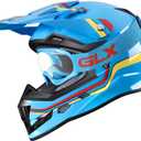 GLX GX623 Youth ATV/Dirt Bike Helmet Combo - Retro Blue, Large - DOT