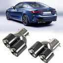 2-Pack Carbon Fiber Dual Exhaust Tips for BMW G20 M340i 330i 330e / G42 M240i / G22 G23 M440i Stainless Steel Inner Layer Tailpipe Tip