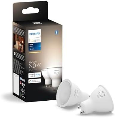 PHILIPS Hue Smart 60W GU10 LED Bulb, White Light, 1 Pack, 450LM, Indoor Light Bulbs, Control with Hue App, Compatible with Alexa, Google Assistant and Apple HomeKit
