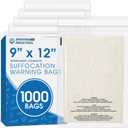Spartan Industrial - 9" X 12" (1000 Count) Self Seal Clear Poly Bags with Suffocation Warning for Packaging, T Shirts - Permanent Adhesive