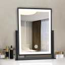 Beelux Vanity Mirror with Lights,15.3" Makeup Mirror with Light Smart Touch Control Dimmable 3 Modes Lighted LED Mirror 360°Rotation Black for Christmas Birthday Thanksgiving Mother's Day