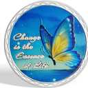 Change is The Essence of Life Sobriety Coin | Butterfly Recovery Medallion | Inspirational Sobriety Gifts for Men & Women | Change & Growth Quote | AA Coin for Milestone Anniversaries