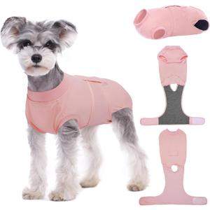 Kuoser Dog Surgery Suit Female Spay, Dog Recovery Suit Male Neuter, Puppy Clothes Onesie for Surgery Anti Licking Abdominal Wounds Pet Surgical Recovery Bodysuit Shirt, Substitute E-Collar & Cone (Medium (Back:13.4-16.1'', Weight:14-25 LB))