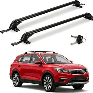 2Pcs Universal Car Roof Rack Cross Bars w/Anti-Theft Lock,43" Aluminum Lockable Car Top Crossbars with Adjustable Window Frame for Bare Roof Kayak Bike Rooftop Cargo Carrier Luggage 165 LBS Load