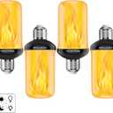 Vicstone Dusk to Dawn LED Flame Light Bulbs Outdoor, 4 Modes Flickering Light Bulbs with Upside Down Effect, E26 Fire Bulb for Halloween Christmas Party Patio Porch Home Indoor Decorations - 4